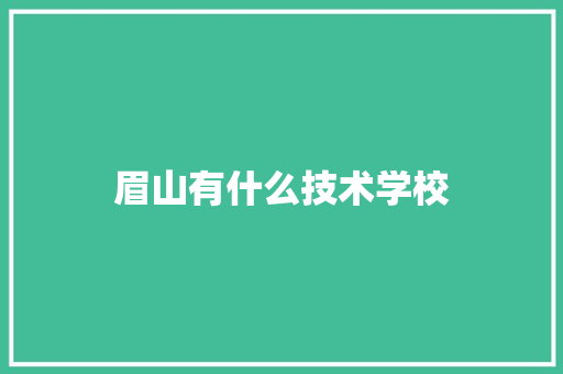 眉山有什么技术学校 未命名