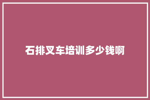 石排叉车培训多少钱啊 未命名