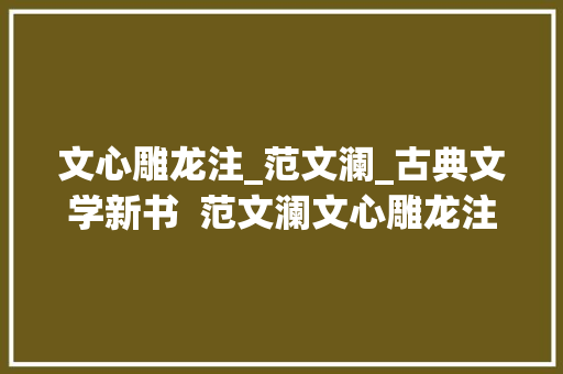 文心雕龙注_范文澜_古典文学新书  范文澜文心雕龙注简体横排版