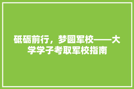 砥砺前行，梦圆军校——大学学子考取军校指南