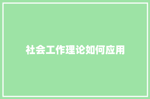 社会工作理论如何应用