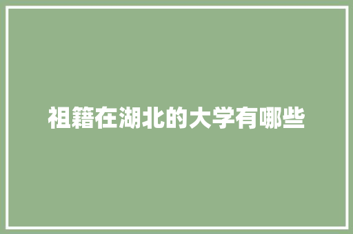 祖籍在湖北的大学有哪些 未命名