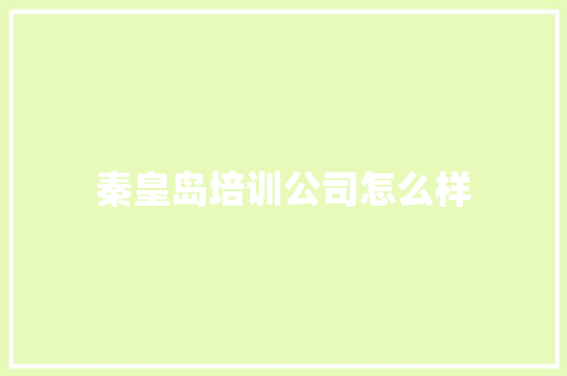 秦皇岛培训公司怎么样