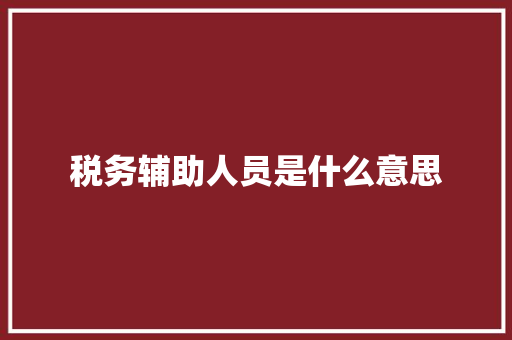 税务辅助人员是什么意思