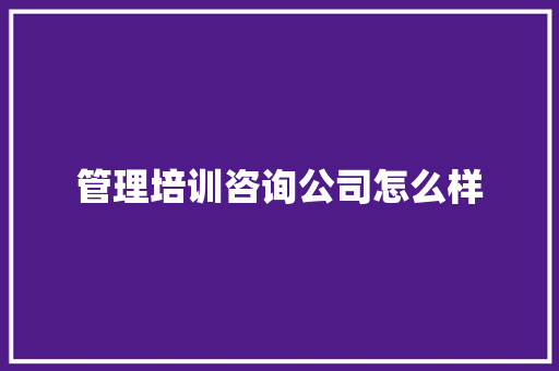 管理培训咨询公司怎么样