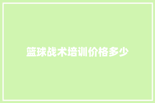 篮球战术培训价格多少 未命名