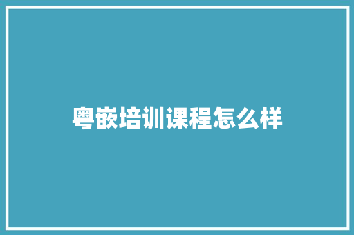 粤嵌培训课程怎么样 未命名