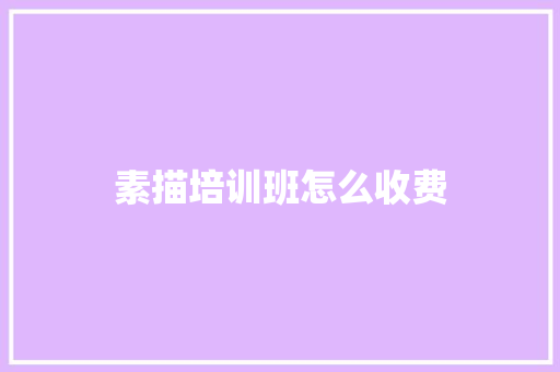 素描培训班怎么收费