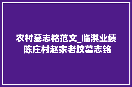 农村墓志铭范文_临淇业绩 陈庄村赵家老坟墓志铭