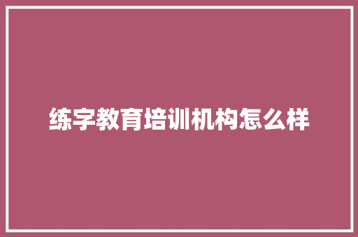 练字教育培训机构怎么样 未命名