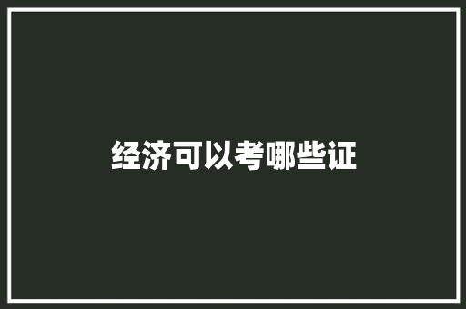 经济可以考哪些证 未命名