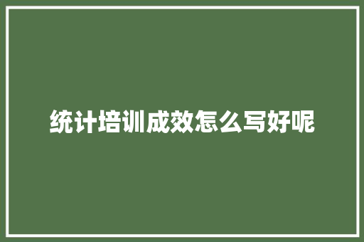 统计培训成效怎么写好呢