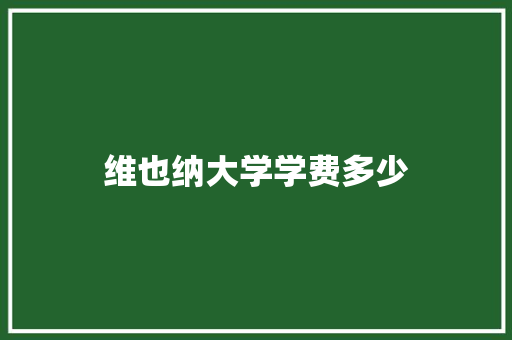 维也纳大学学费多少