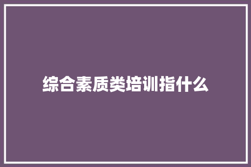 综合素质类培训指什么