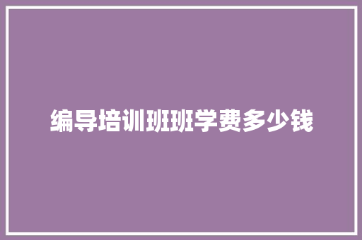 编导培训班班学费多少钱 未命名