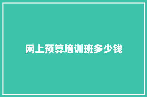 网上预算培训班多少钱