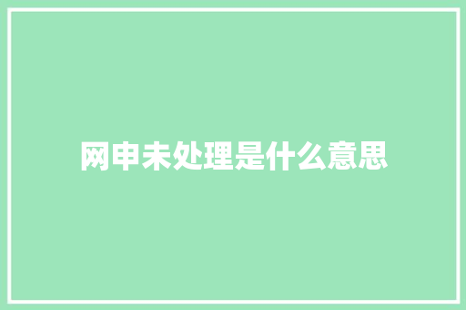 网申未处理是什么意思 未命名