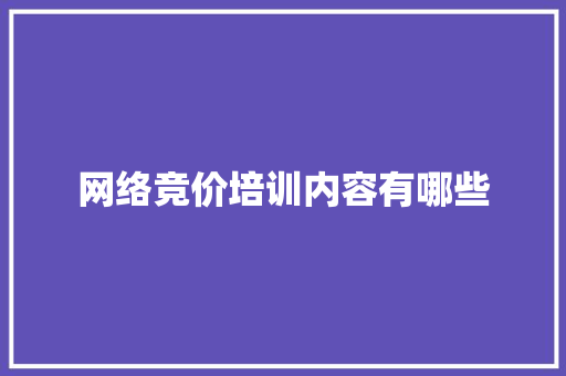 网络竞价培训内容有哪些