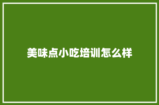 美味点小吃培训怎么样 未命名