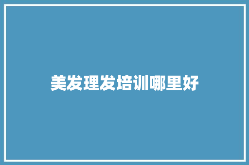 美发理发培训哪里好 未命名