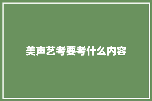 美声艺考要考什么内容 未命名