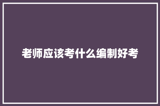 老师应该考什么编制好考