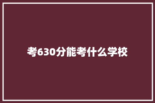 考630分能考什么学校 未命名