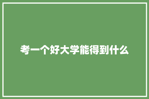 考一个好大学能得到什么