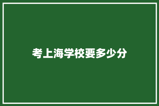 考上海学校要多少分 未命名