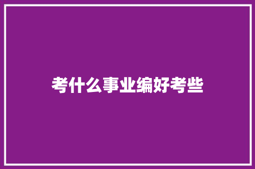 考什么事业编好考些 未命名