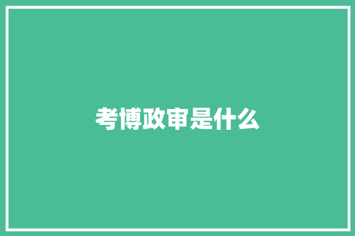 考博政审是什么