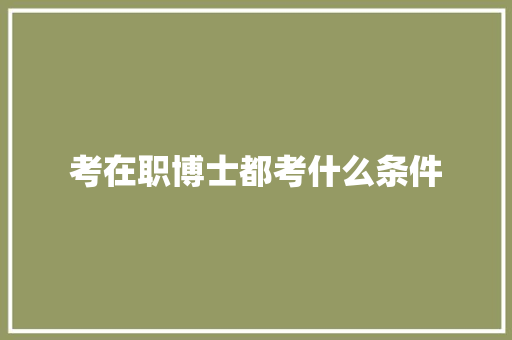 考在职博士都考什么条件