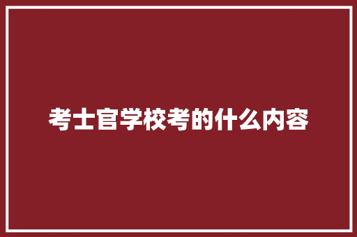 考士官学校考的什么内容 未命名