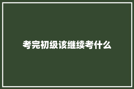 考完初级该继续考什么 未命名