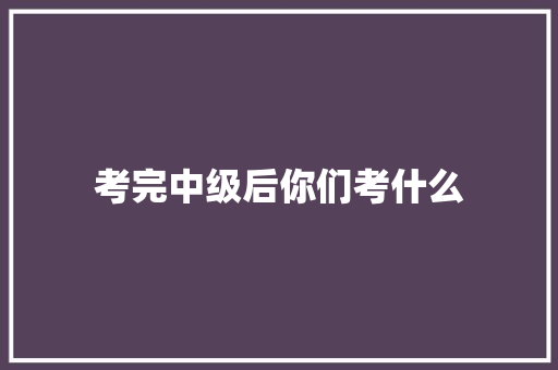 考完中级后你们考什么