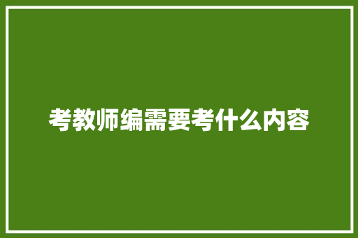 考教师编需要考什么内容 未命名