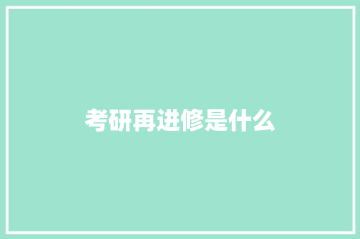 考研再进修是什么