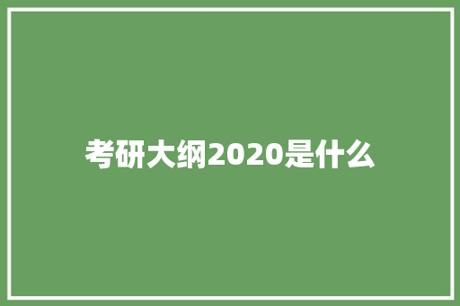 考研大纲2020是什么