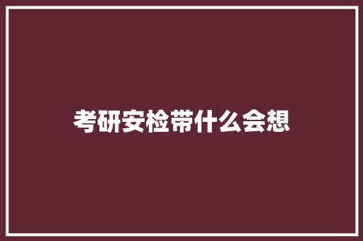 考研安检带什么会想 未命名