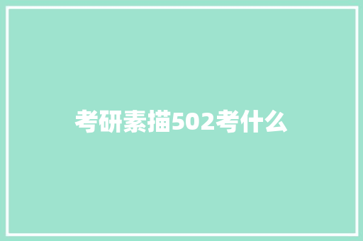 考研素描502考什么