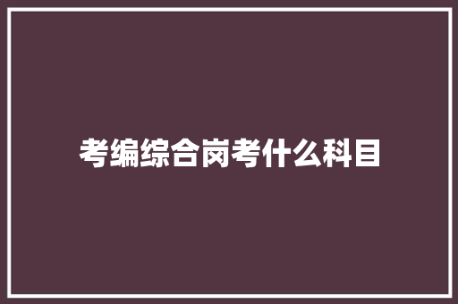 考编综合岗考什么科目 未命名