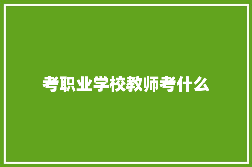 考职业学校教师考什么 未命名