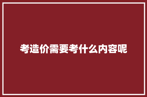 考造价需要考什么内容呢