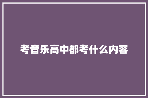 考音乐高中都考什么内容 未命名