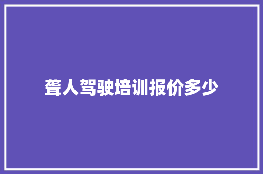 聋人驾驶培训报价多少