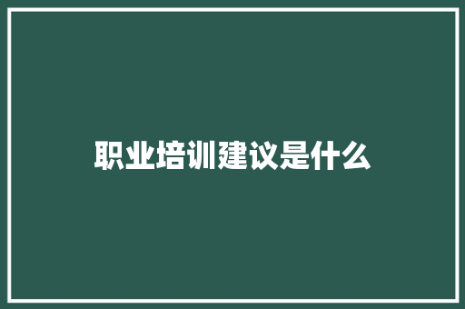 职业培训建议是什么