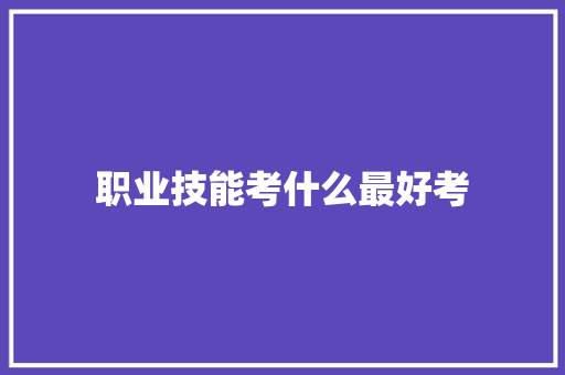 职业技能考什么最好考 未命名