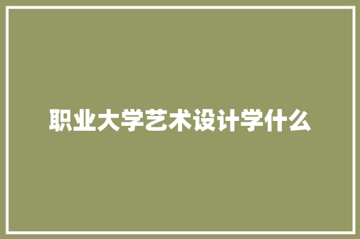 职业大学艺术设计学什么