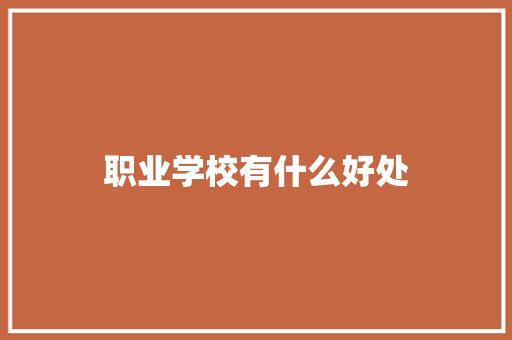 职业学校有什么好处 未命名