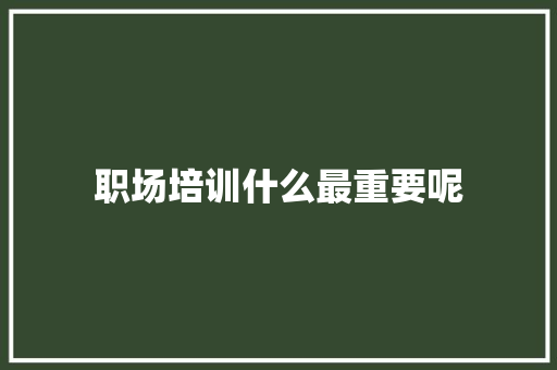 职场培训什么最重要呢 未命名